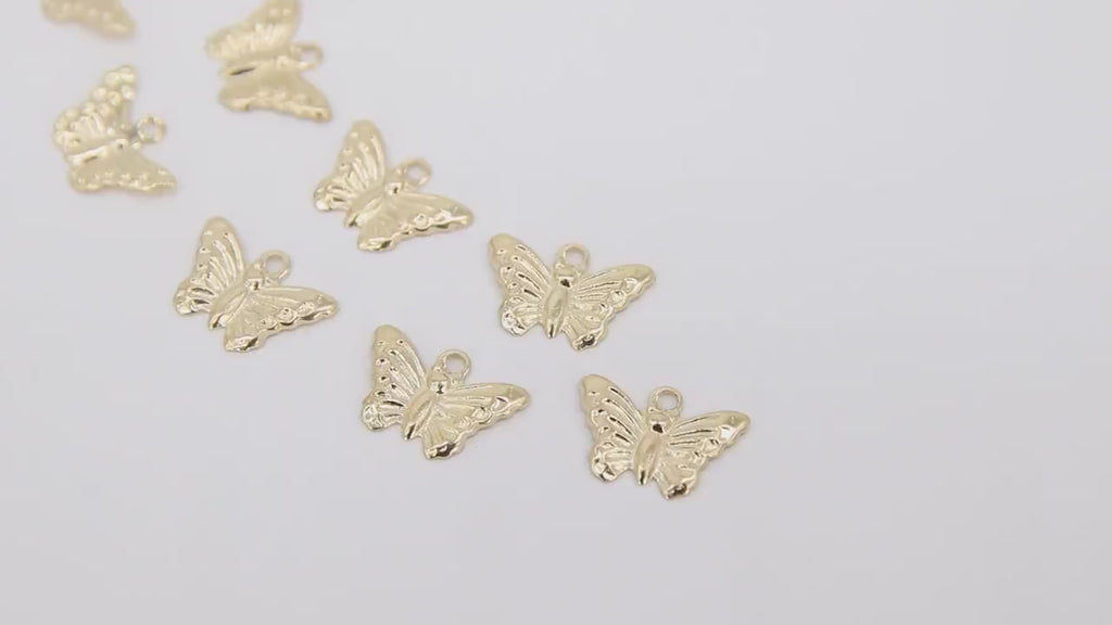 14 K Gold Filled Butterfly Charms, 14 20 Minimalist Tiny Dangle # 706, Jewelry Butterflies 8 x 12 mm