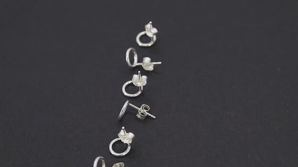 925 Sterling Silver Open Circle Stud Earrings, AG #853, 7mm Ear Posts With Backs