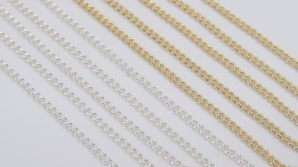 925 Sterling Silver Curb Chain, 3.5 mm 14 K Gold Filled Dainty Curb Chain CH #809, 14 K Gold Filled Unfinished Cable Chain