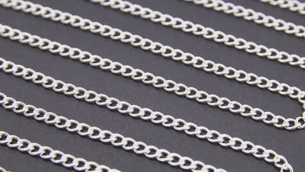 925 Sterling Silver Curb Chain, 5 mm Curb Chain CH #834, Unfinished Flat Curb Jewelry Chain