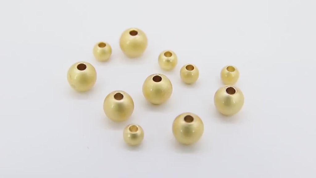Matte Gold Plated Beads, 50 pc Smooth Seamless Beads # 2974, Round High Quality 3 mm 4 mm 5 mm or 6 mm Jewelry Findings