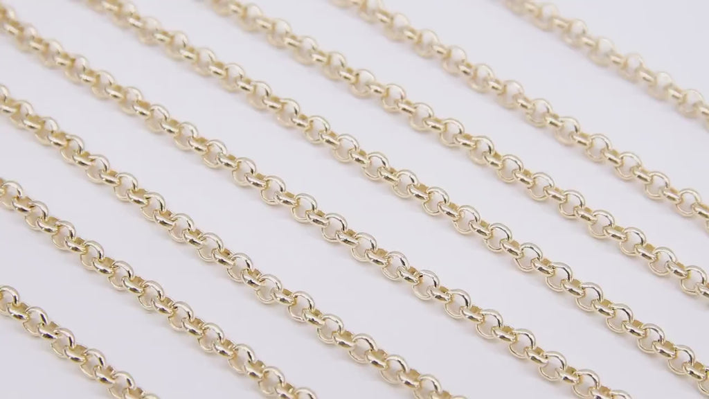 14 K Gold Filled Rolo Chains, 3.7 mm Thick Unfinished Rolo CH# 764, Belcher By The Foot