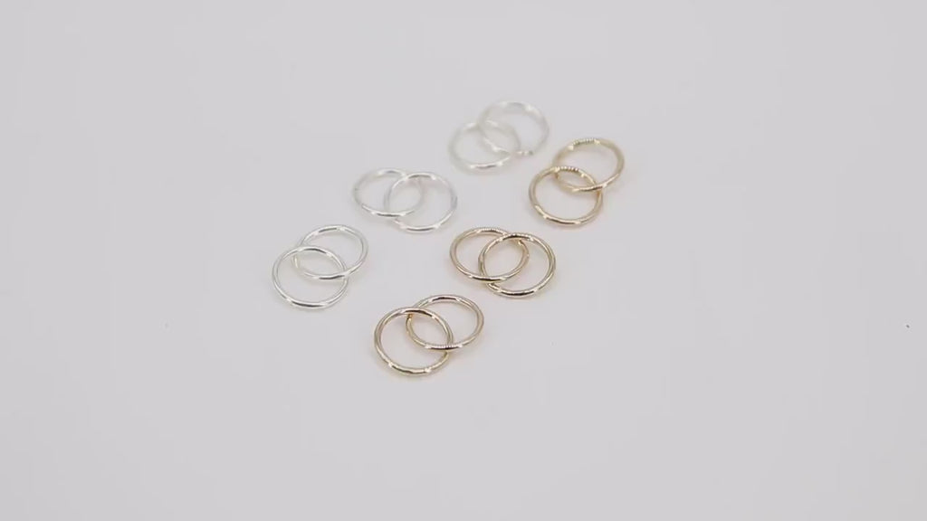 14 K Gold Filled Two Circle Link Ring, 10 mm 925 Sterling Silver Double Interlocking Rings # 2623, Small Infinity Ring