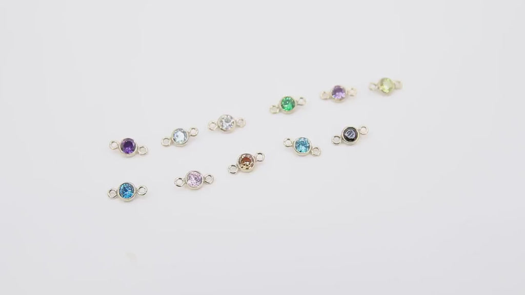 14K Gold Filled Birthstone Connectors, Top Quality CZ 3 mm Bezel Links #2888, Black Onyx CZ Permanent Jewelry Findings