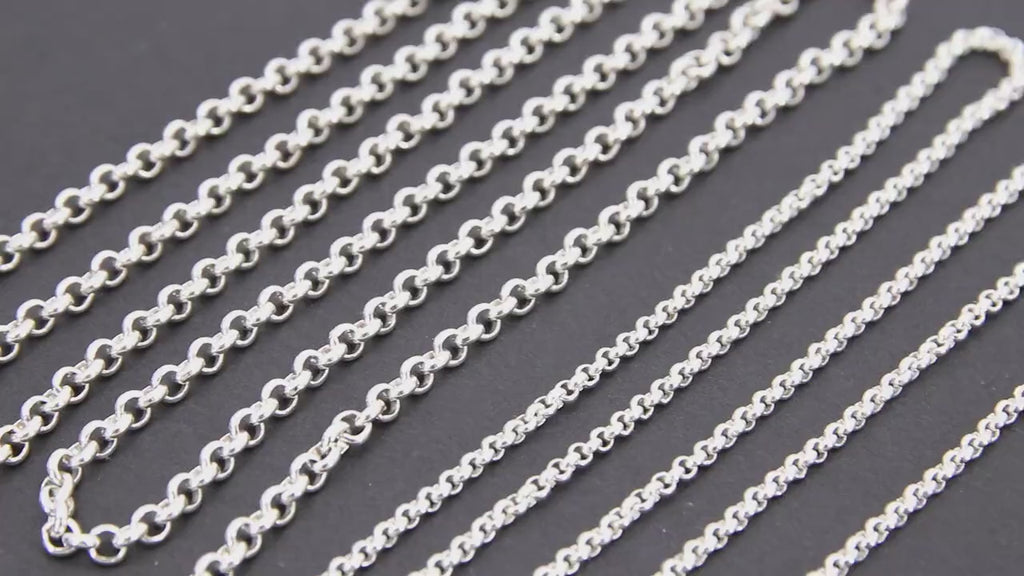 925 Sterling Silver Rolo Chains, 2 mm 2.2 mm 3.7 mm 925 Sterling CH #764, Thick Unfinished