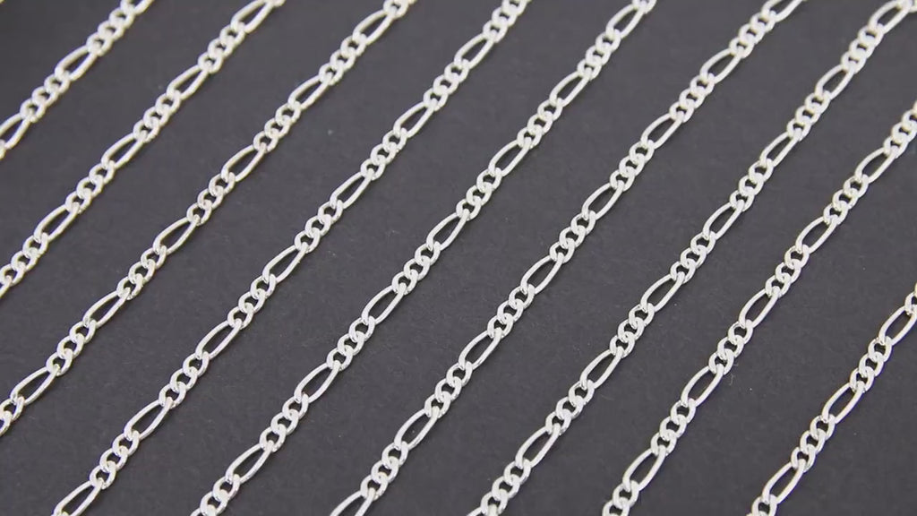 925 Sterling Silver Figaro Chains, 5.6 x 2.2 mm Unfinished 14 K Gold Filled CH #844, By Foot CH #744