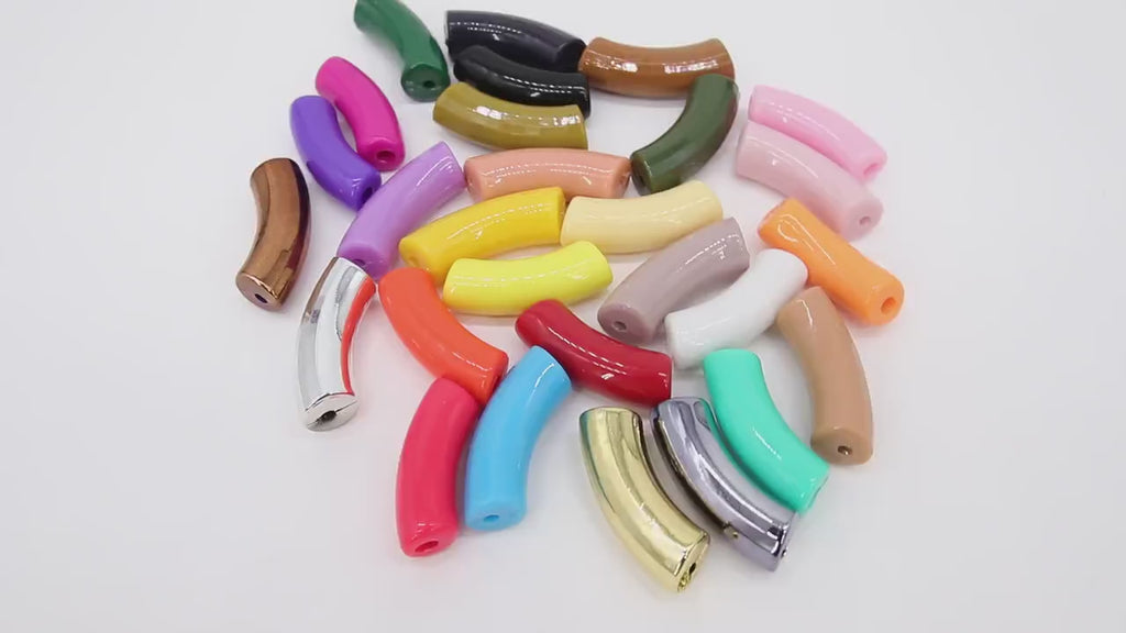 10 mm Acrylic Curved Tube Beads, Faceted Large Bamboo Metalic Honeycomb Beads, Copper Gold