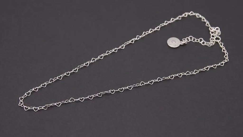 925 Sterling Silver Heart Necklace, Dainty Silver Double Wrap Heart Shaped Link Cable Chain, Adjustable Choker