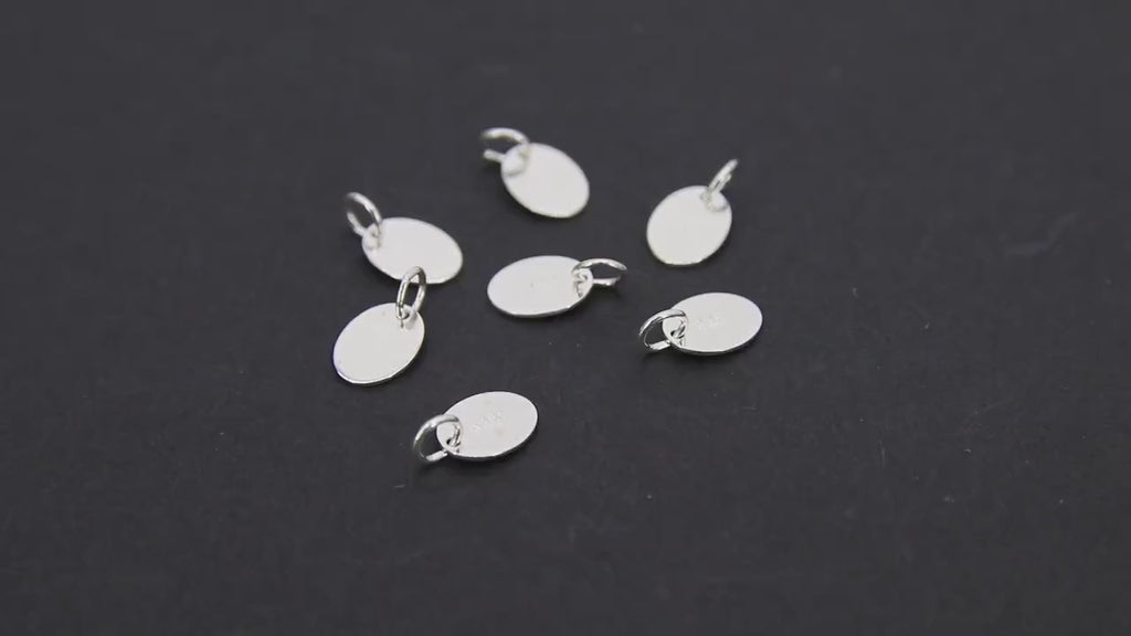 925 Sterling Silver Oval Hoop Charms, Silver Hooplet Dangle Charms #840, 6 x 7 mm Jewelry Findings