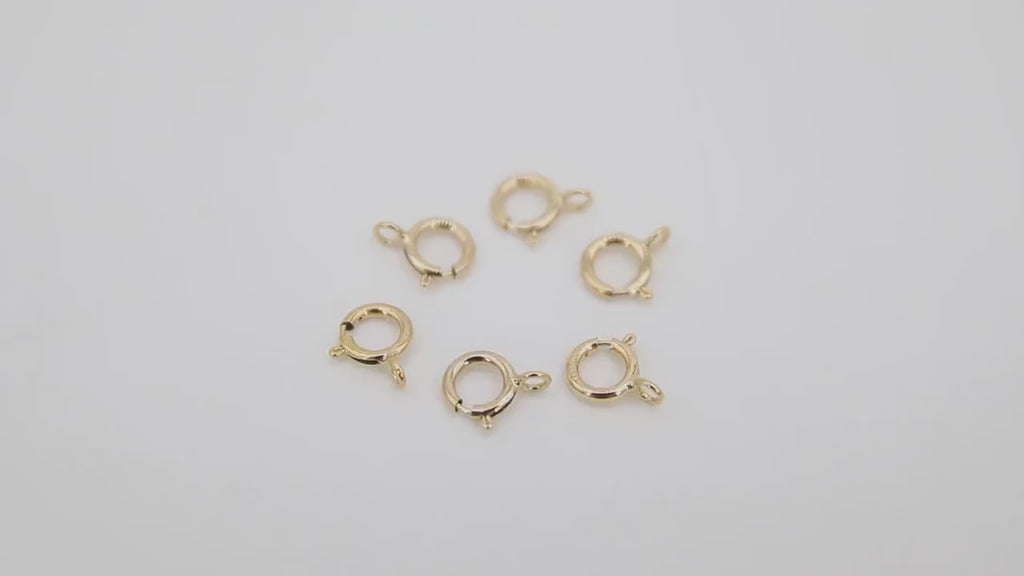 14 K Gold Filled Spring Ring Clasps, 5.5 mm Jewelry Findings #2161, Stamped 14 20 with Open Loops