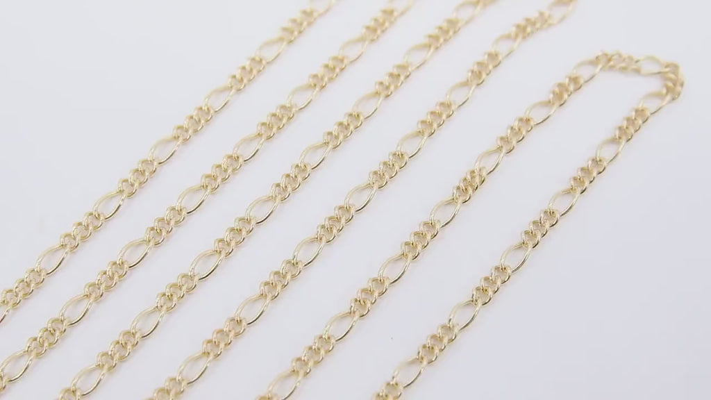 14 K Gold Filled Figaro Chains, 6.2 mm 14 20 Unfinished Paperclip By The Foot CH# 745, Long and Short Rolo Link Chains