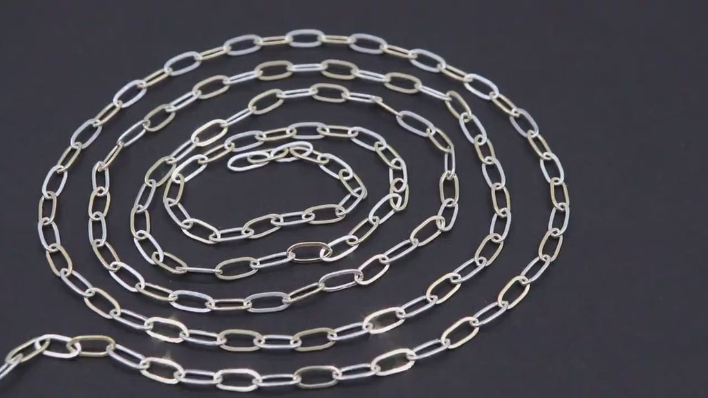 14 K Gold Filled Mixed Metal Paperclip Chain, 8.5 mm Rectangle Drawn CH# 891, Two Tone 925 Sterling Silver Oval Chains CH# 756