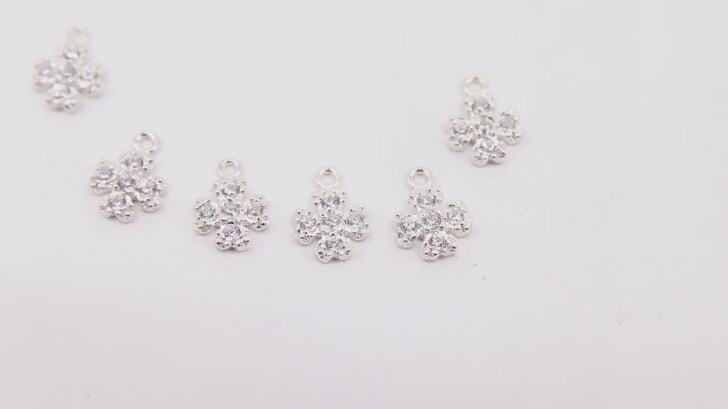 CZ Silver Maltese Cross Charms, 10 mm Silver 925 Sterling Clover # 752, Cross Jewelry