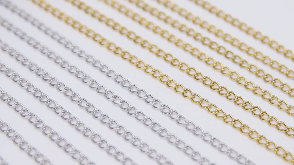 Gold Cuban Curb Chain, Silver 304 Stainless Steel 5 mm Charm Link Chains CH #235, Unfinished Oval Curb Chains