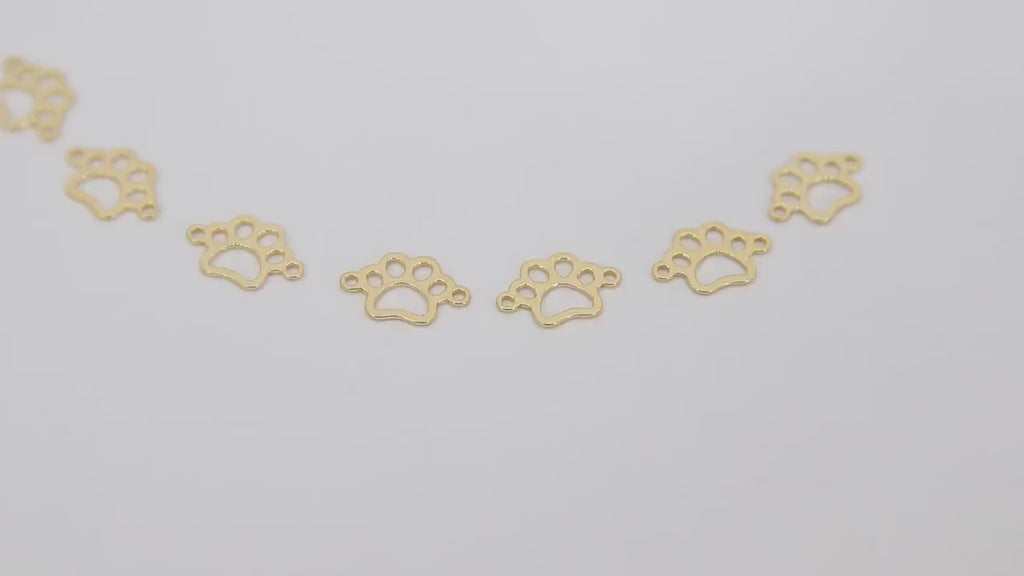 14 K Gold Filled Tiger Paw Connector, 6 mm Paw Shaped 925 Sterling Silver Animal Charm # 3204, Permanent Jewelry Dog Paw Links