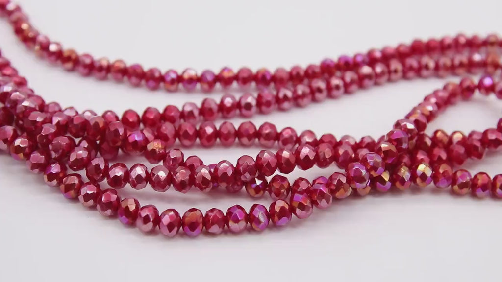 Christmas Red Crystal Beads, 6 mm Ruby Red Faceted Beads BS #328, Bright Red Rondelle