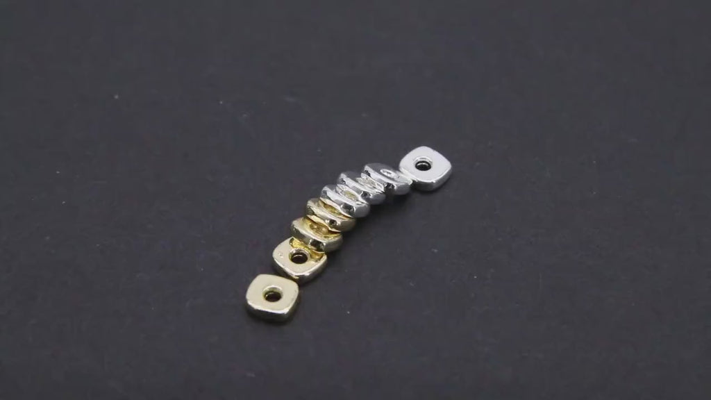 Square Gold Spacer Beads, 20 pcs Silver Flat Heishi Spacer Beads #88, Jewelry Findings