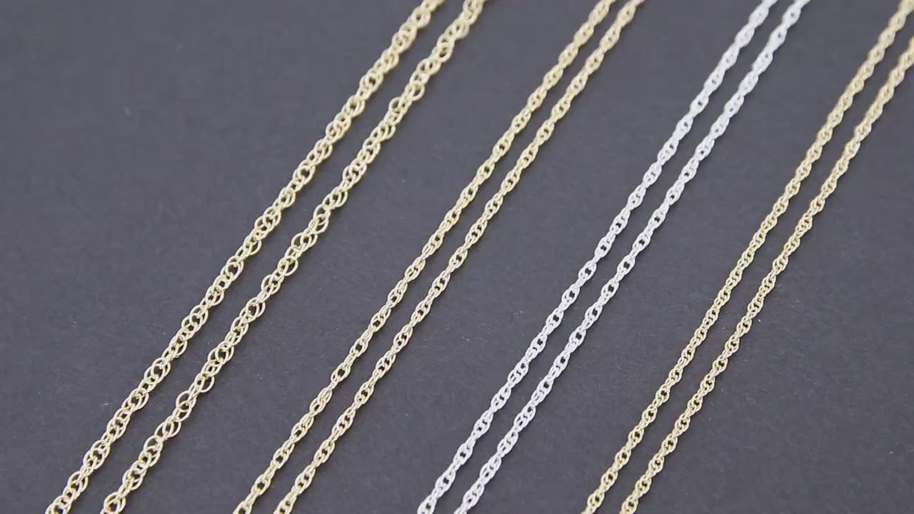 925 Sterling Silver Rope Jewelry Chains, 14 K Gold Filled Large Rope Chain CH #713, USA Gold 2.4 mm 2.1 mm 1.8 mm