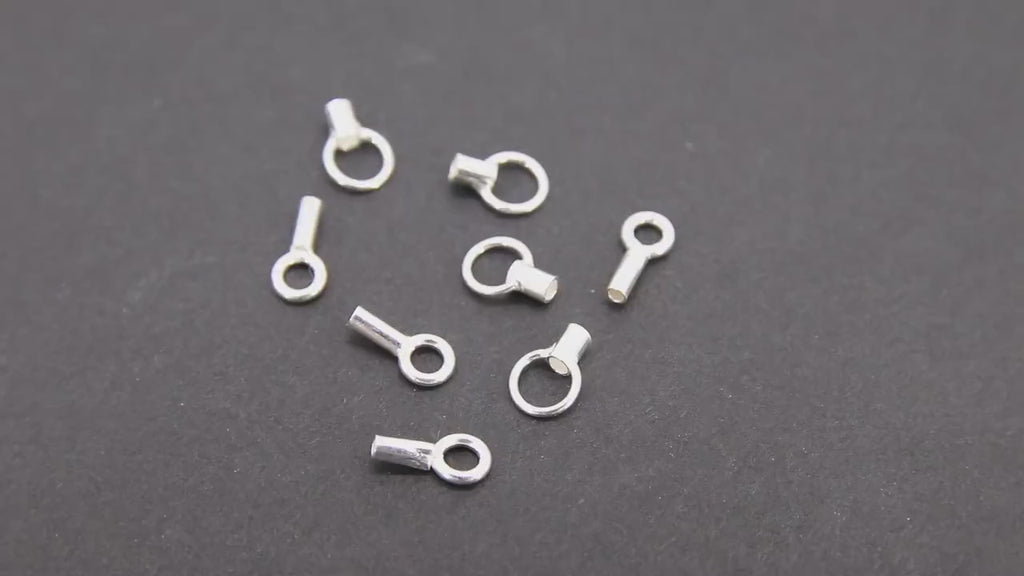 925 Sterling Silver Crimp End Caps, Dainty Chain Necklace Crimps #2291, 4 or 5 mm Ring and 1.2 or 1.5 mm ID Hole