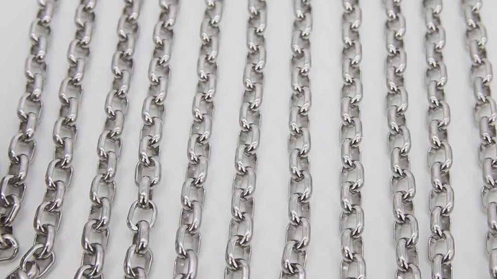 Silver ROLO Chain, 11 mm Stainless Steel Oval Chains CH #104, Large Thick Unfinished Jewelry Chains