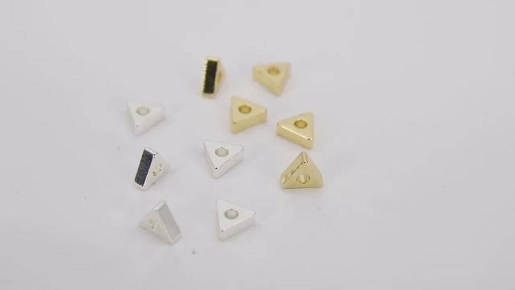 6 mm Triangle Rondelle Spacer Beads, 20 Pc Flat Triangle Shaped #3377,  Gold or Silver Plated Copper Bead