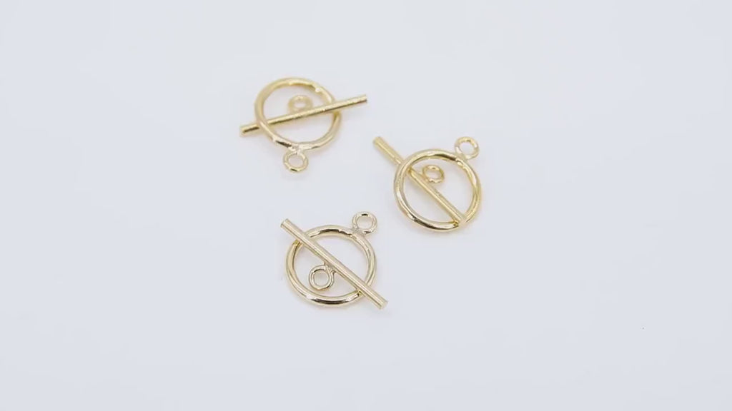 14 K Gold Filled Toggle Clasp, Round Clasps with Toggle Bar Connectors # 2799, 11 x 14 mm