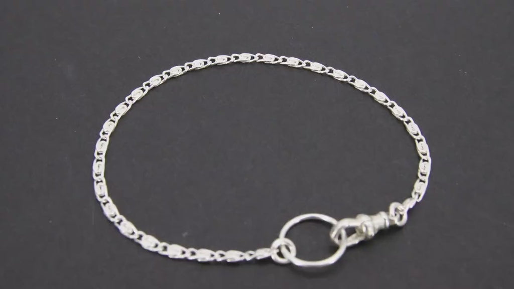925 Sterling Silver Scroll Bar Bracelet, Rectangle Swivel Fob Designer Bracelet #3424, Dainty Infinity Bracelet