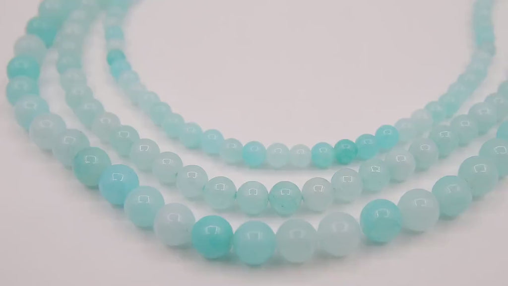 Aqua Baby Blue Beads, Smooth Round Ocean Blue Beads BS #38, size 6 mm 8 mm or 10 mm 15 inch FULL Strands