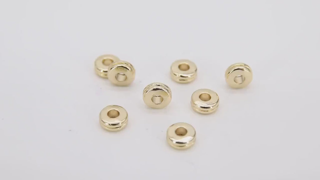 6 mm Round Rondelle Spacer Beads, 20 Pc Flat Hexagon Shaped #3402, Geometric Gold or Silver Plated Copper Bead