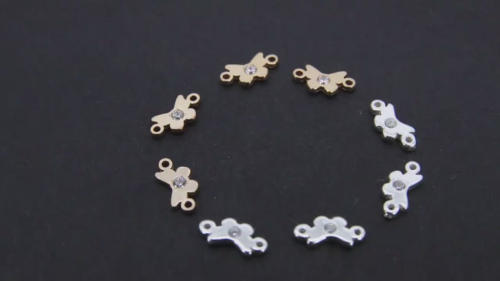 14 K Gold Filled CZ Butterfly Connectors, 925 Sterling Silver Minimalist Tiny Link # 3501, Permanent Jewelry Butterflies