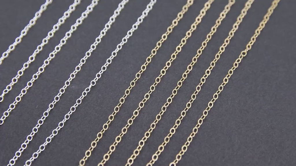 925 Sterling Sliver Dainty Cable Chains, 1.8 mm Genuine USA 14 K Gold Filled CH #835, Round Delicate Chain CH #727