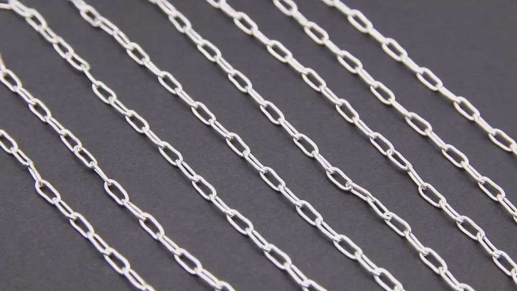 925 Sterling Silver Paperclip Chain, 5.4 mm 14 K Gold Filled Rectangle Drawn Chains, Unfinished Oval Chains