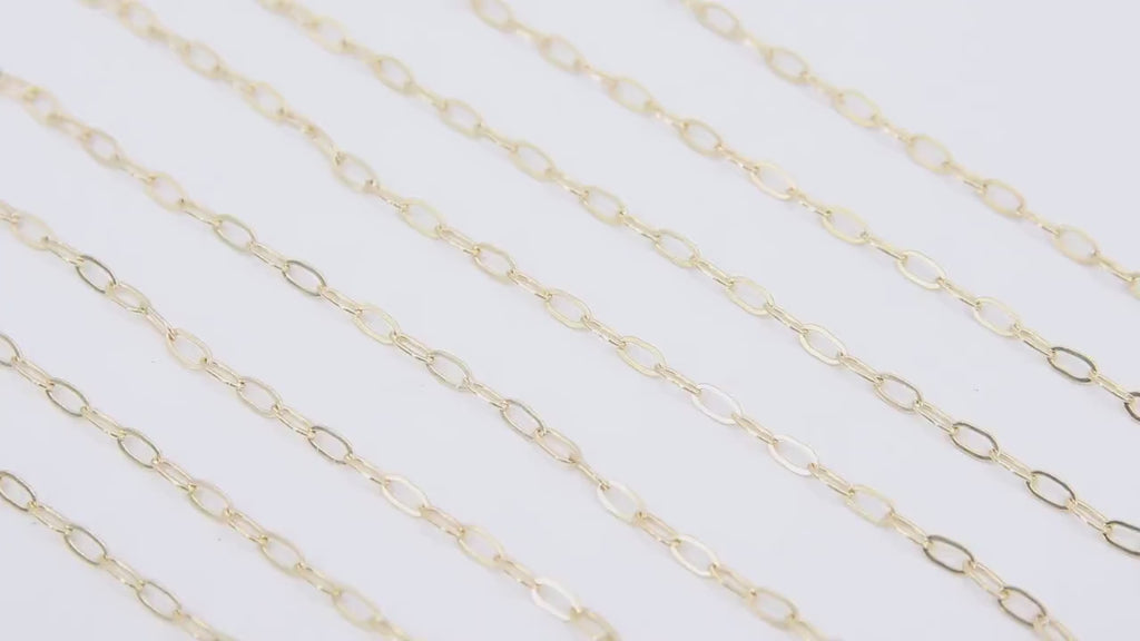 14 K Gold Fill Paper Clip Chain, 4.5 mm 925 Sterling Silver Unfinished CH# 752, 2.3 mm Flat Chain