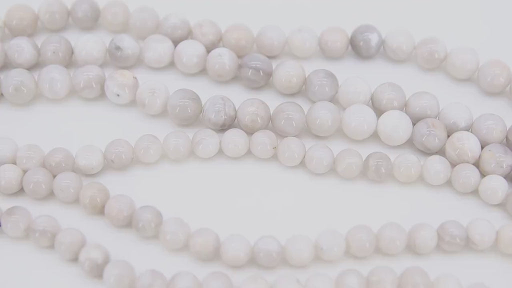 Natural Crazy Lace White Agate Beads, Smooth Agate Round Beads BS# 6, sizes in 8 mm or 10 mm 16 inch Strands