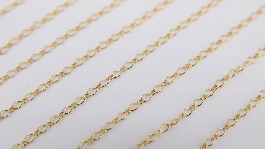 14 K Gold Filled Figure 8 Chains, 3.3 mm Rolo Oval Cable CH# 769, Unfinished Dainty Long Short Chain