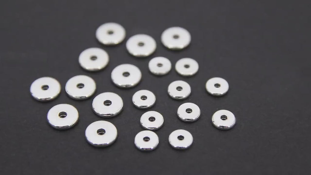 Silver Spacer Beads, 1.2 mm Thick  Round Discs, 20 pcs Rondelle Donuts Findings