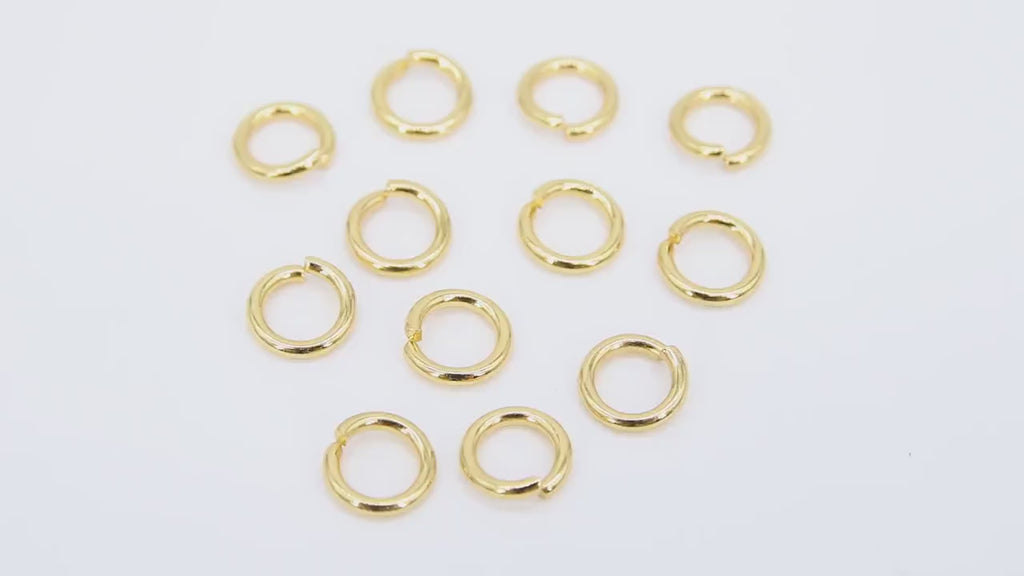 Stainless Steel Gold Jump Rings, Smooth 9 mm Open Close Rings, AG 2874