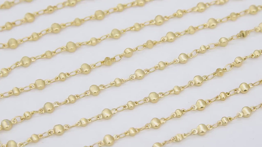 Gold Beaded  Chain, Matte Beaded Religious CH #224, Metal Satellite Boho Choker