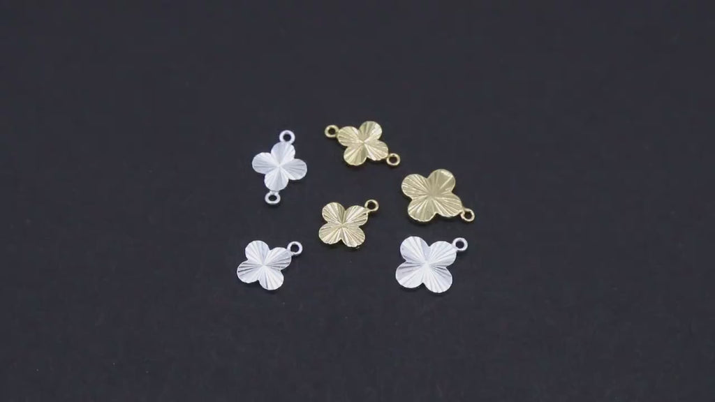 14 K Gold Filled Clover Charms or Connectors, 925 Sterling Silver 7 mm Links # 3843, 8 mm Quatrefoil Linkss