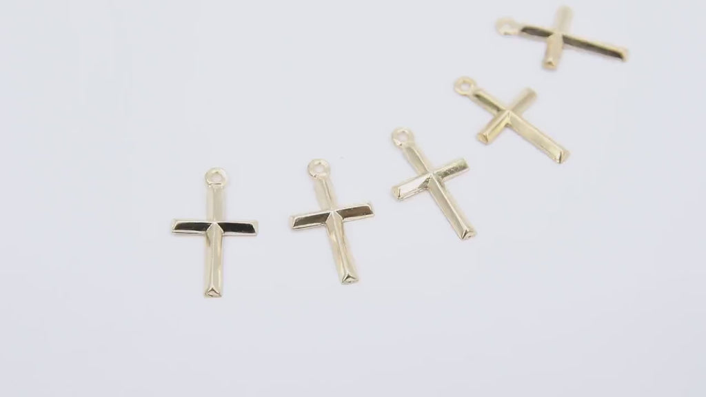 14 K Gold Filled Cross Charms, 925 Sterling Silver Tiny Crosses #830/#2275, 17 x 10 mm Minimalist Religious Jewelry