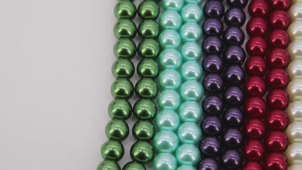 Multi Color Round Beads, 8 mm Pearlized Glass Beads CB #263, 31.1 Inch Strands