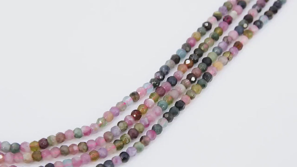 Natural Tourmaline Beads, Faceted Multi Mixed Tourmaline Beads BS #126, Genuine Jewelry Beads sizes 4 mm 15.5 inch Long Strands