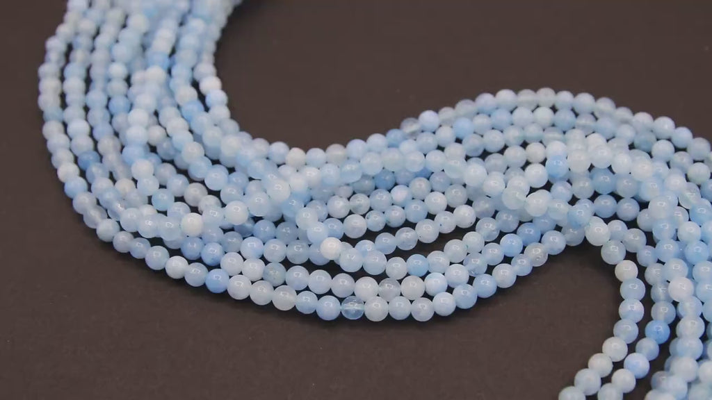 Sky Blue Beads, 4 mm Smooth Round Light Blue Beads BS #338, size 4 mm 15 inch FULL Strands