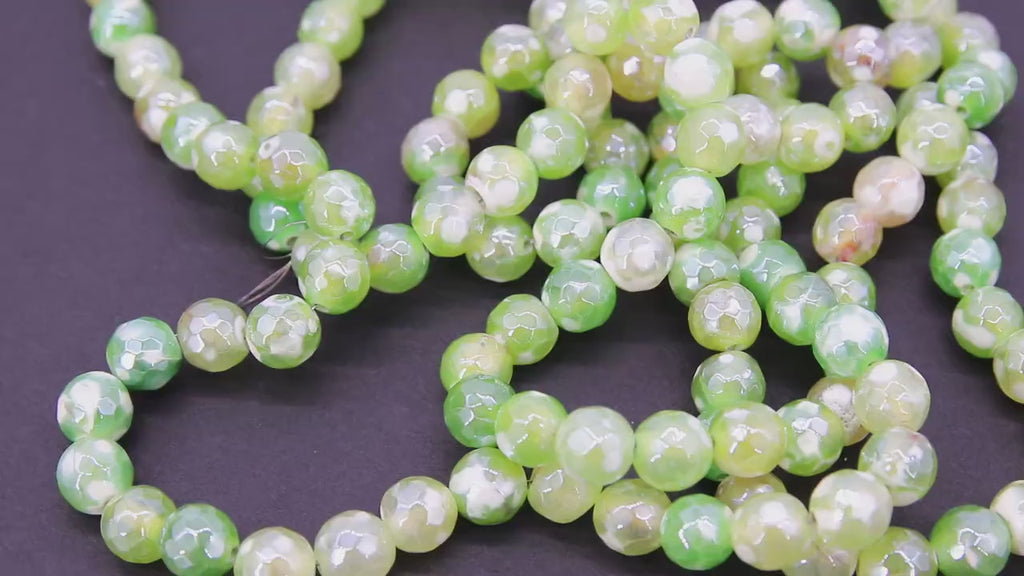 Electroplated Agate Beads, Faceted Agate BS #228, Emerald Green White Colorful Beads