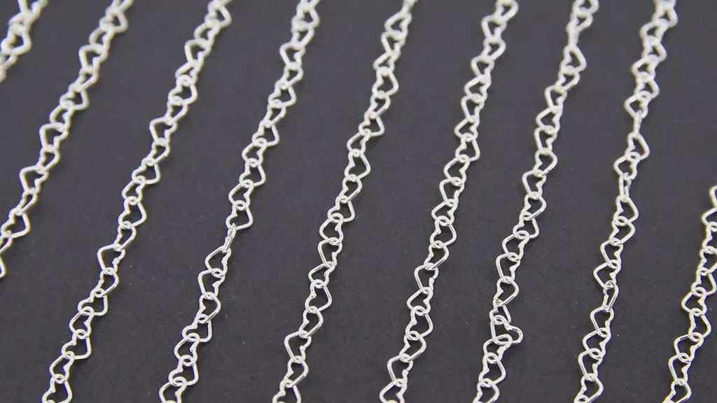 925 Sterling Silver Heart Chains, 3.8 mm Silver Dainty Heart Shaped Chain, Unfinished Designer Jewelry Chain