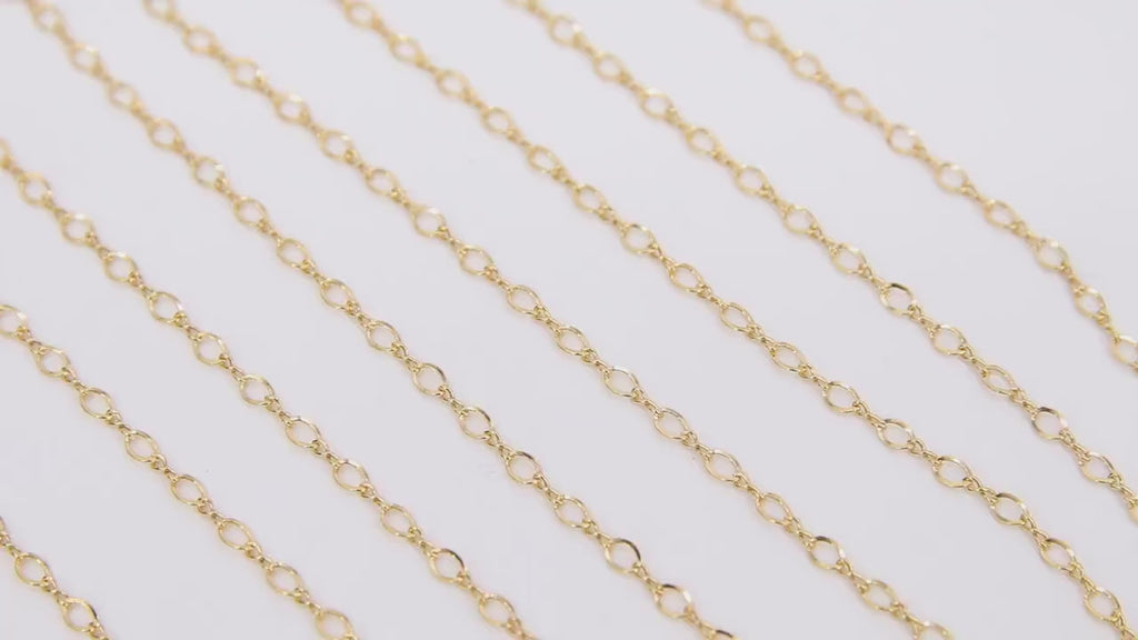 14 K Gold Filled Figure 8 Rolo Chains, 3.3 mm 925 Sterling Silver Oval Cable, Unfinished Dainty Chain