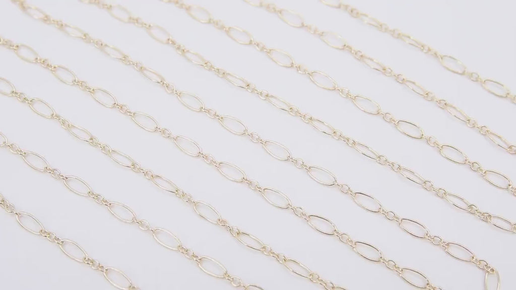 14 K Gold Filled Paperclip Jewelry Chains, 7.5 mm 925 Sterling Silver, Drawn Flat Rolo
