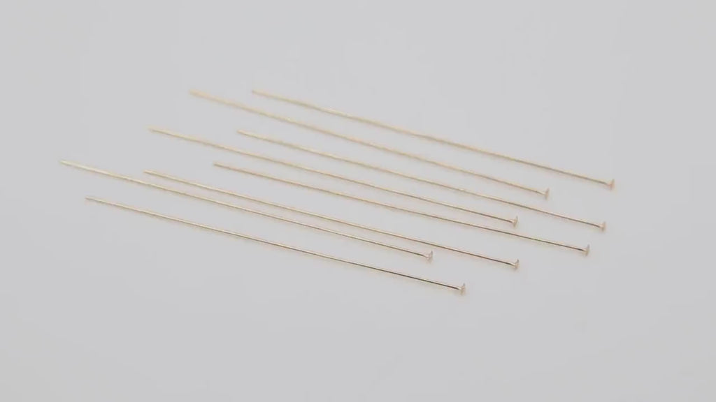 14 K Gold Filled Headpins, 14 20 Long Wire Flat End Pins for Bead Inserts #2111, 2 Inch long with 1.5 mm Head