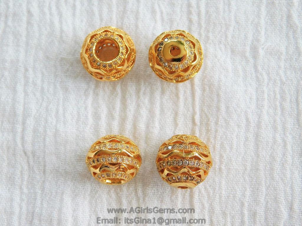 10mm Round Beads | Big Hole Beads | Gold Small/Large Beads