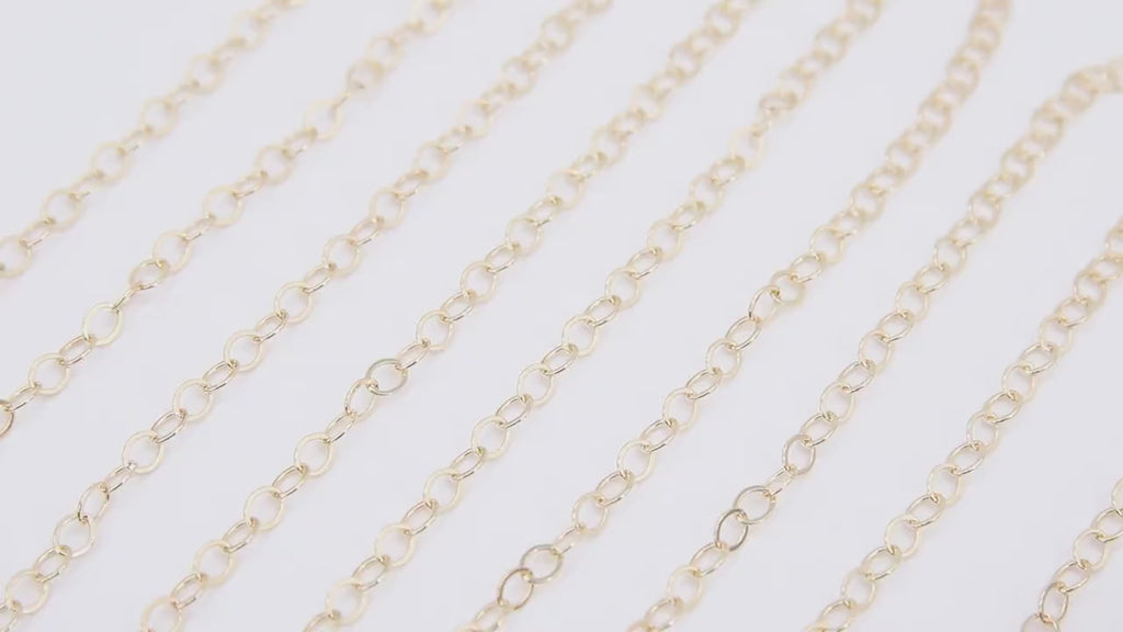14 K Gold Filled Hammered Chains, 3.8 mm Flat Drawn Cable, Unfinished Extender Chain